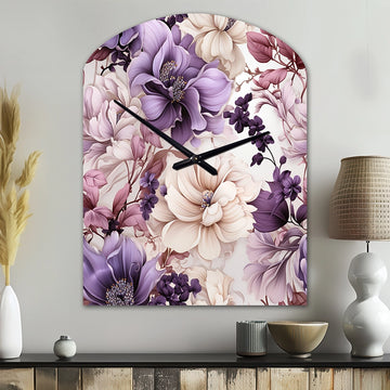 Ethereal Floral Delight Victorian Pattern - Asymmetric Metal Wall Clock